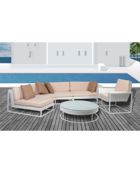 Диванный комплект мебели из ротанга - Rotang-58-White